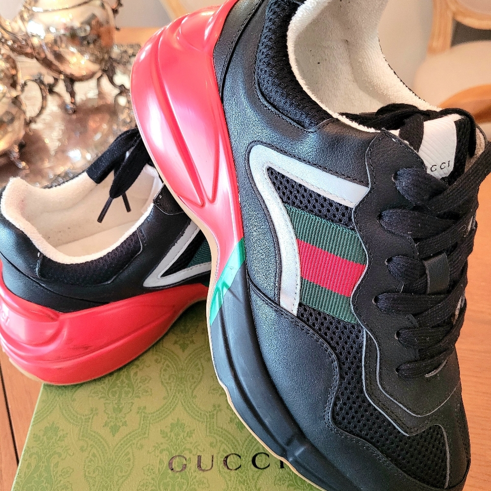 Gucci Men's Black Rhyton Low-top Sneaker - Picture 3 of 7